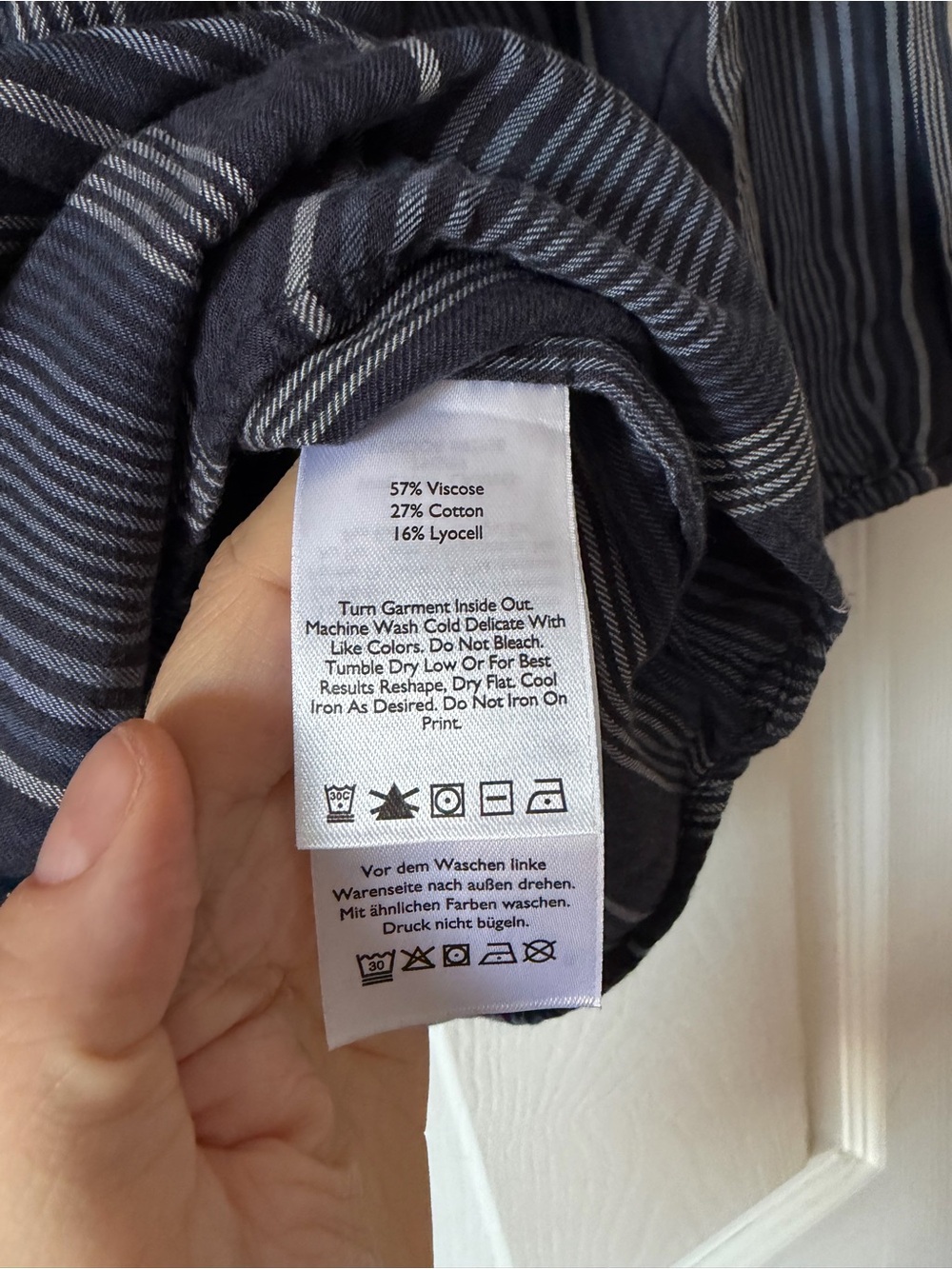 Eddie Bauer Women's Navy Striped Peasant Blouse - Picture 5 of 5
